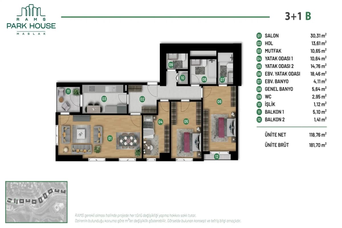 Luxury Apartments for Sale in RAMS Park House Maslak, Istanbul