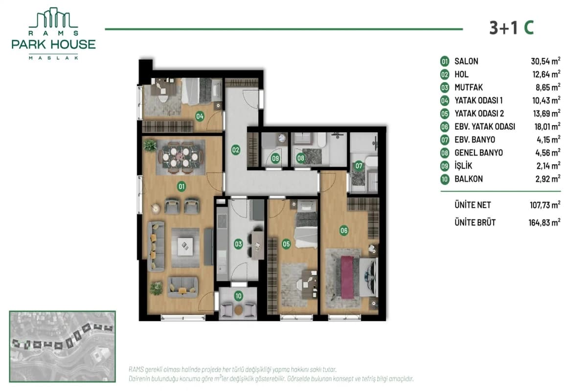 Luxury Apartments for Sale in RAMS Park House Maslak, Istanbul